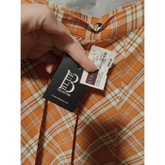 Blue B Collection Stay Flirty Coral Plaid Pleated Skort Size L  New With Tags - Picture 7 of 9